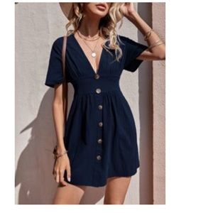 Blue button up dress